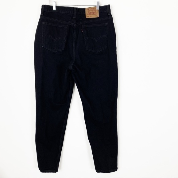 VINTAGE 90s LEVI’S 521 Tapered Fit Tapered Leg Black High Waisted Mom Jeans 18 - Picture 1 of 9